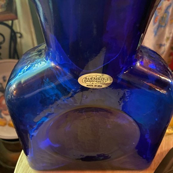 384 Water 💦 Bottle Blenko Beautiful Flower Vase - Colbalt Blue - Picture 7 of 8